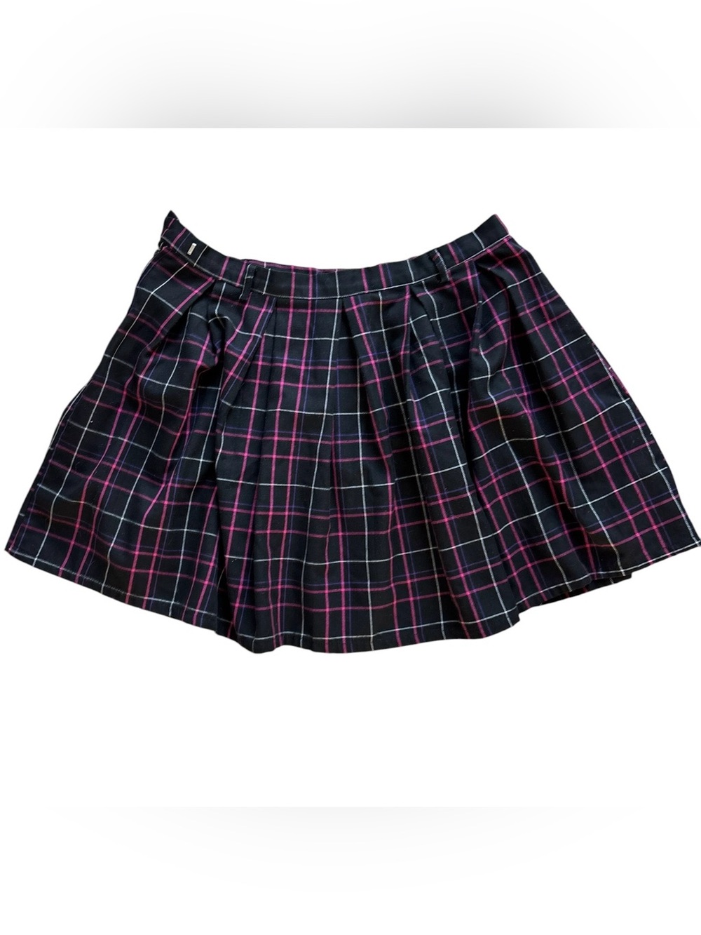 Hot Topic Black Pink Plaid Pleated Mini Skirt XL Y2K Emo Skater Grunge Punk Rave